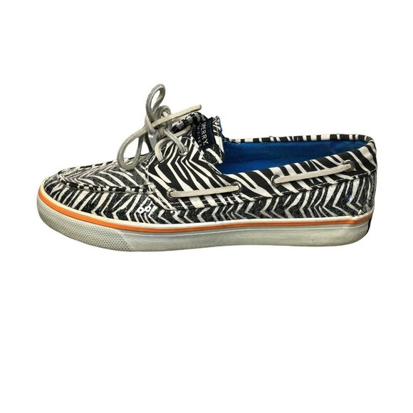 Sperry Top-Sider Zebra Boat Flats Shoes Womens 8 M Black White Sequins Slip On - Picture 6 of 12